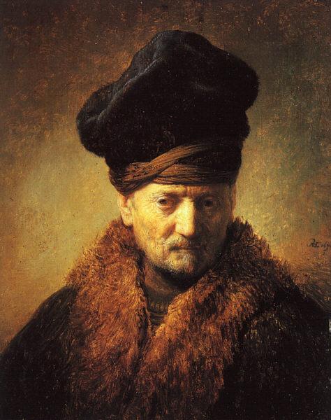 REMBRANDT Harmenszoon van Rijn Bust of an Old Man in a Fur Cap fj oil painting image